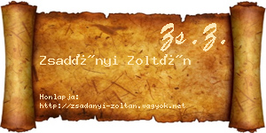 Zsadányi Zoltán névjegykártya